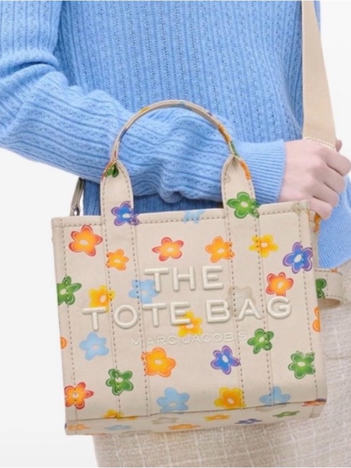 Marc Jacobs Cream Floral Print Tote With Multicolor Flowers